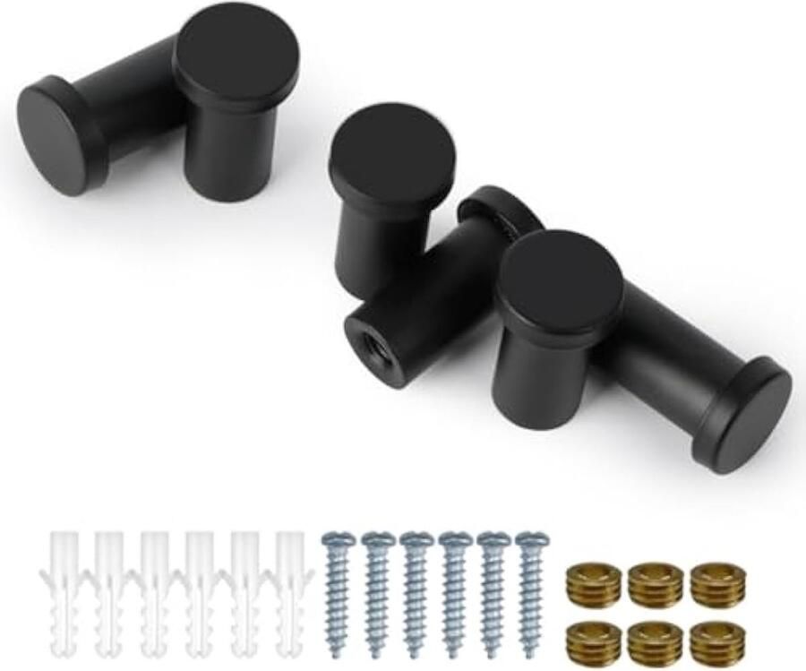 6 stuks garderobehaken kledinghaken handdoekhaken zwart kledinghaken voor muur garderobe haken om te schroeven voor badkamer