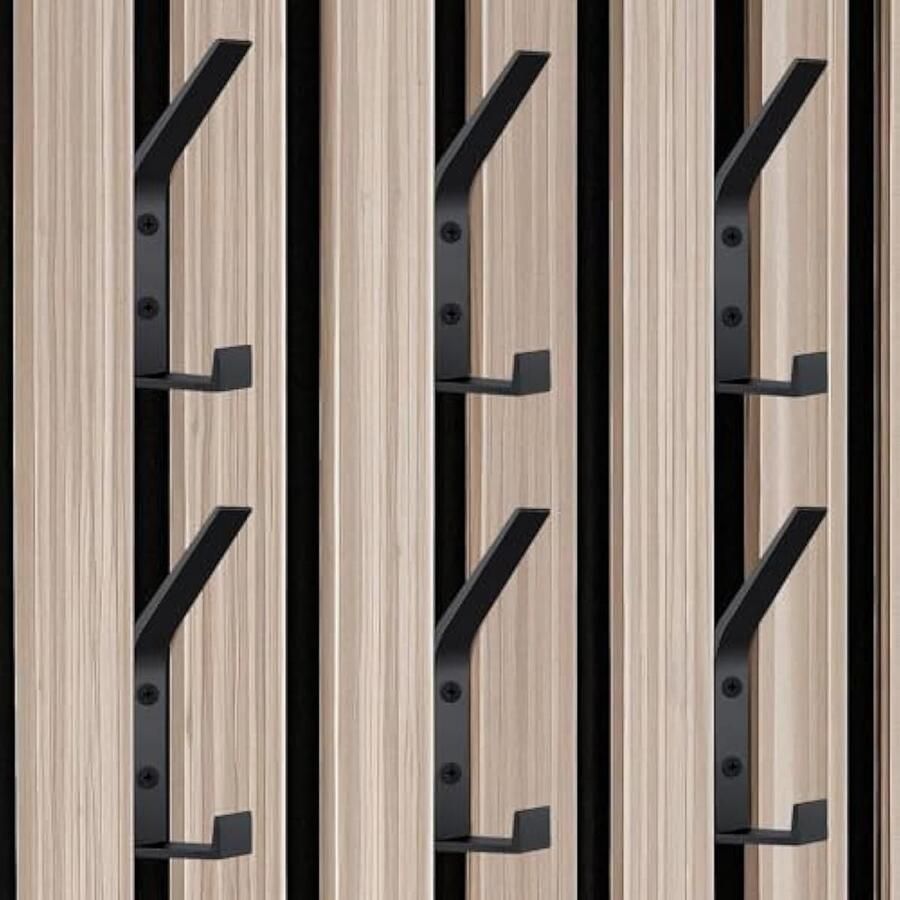 6 stuks garderobehaken zwarte metalen kledinghaken haken voor akoestische panelen (13 mm) moderne kapstok wandhaken voor jassen mantels hoed sjaals handdoeken handtassen en meer