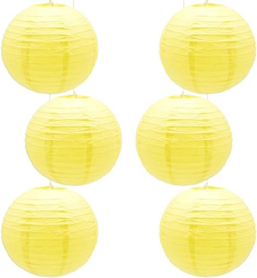 6 Stuks Gele Papieren Lantaarns Opvouwbare Rond Hanglampen voor Bruidsfeesten Verjaardagen en Tuindecoratie