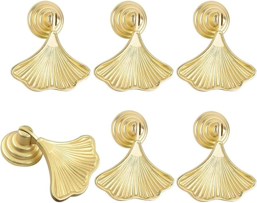 6 Stuks Gouden Messing Keukenkast Handgrepen Set van 6 Goudkleurige Deurgrepen Modern en Stijlvol ontwerp Decoratieve Keukenaccessoires