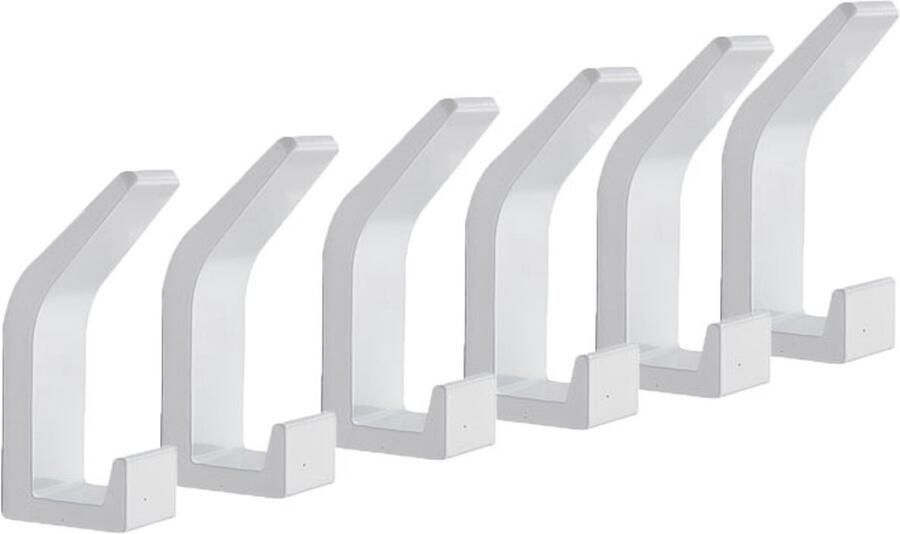6-stuks hoedenhaak keukenhaak opbergruimte voor keukenbenodigdheden opberghaak modern en eenvoudig haak zonder gaatjes geschikt voor badkamer slaapkamer kledingkast woonkamer sleutelopbergruimte wit