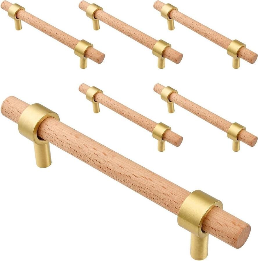 6 stuks houten handgrepen voor keukenkasten 96mm meubelgreep houten deur handgrepen