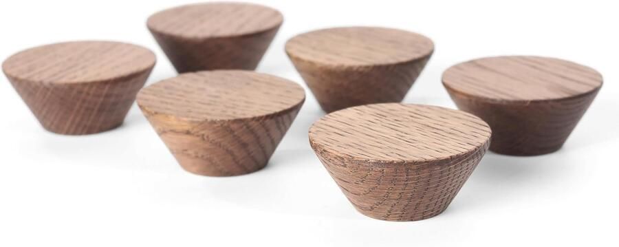 6 Stuks Houten Kegelkastknoppen 1 ½ Inch Diameter Perfect voor Kasten Deuren en Dressoirs
