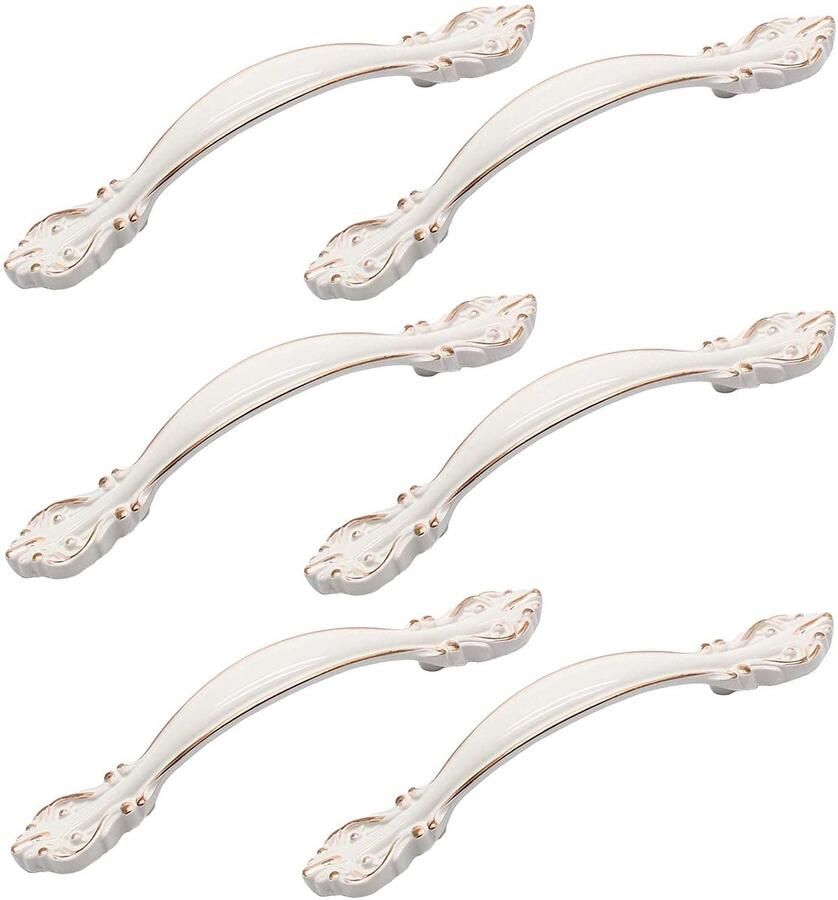 6 stuks Ivoorkleurige kastgrepen Gebogen ladegrepen Vintage kastgrepen Duurzaam Elegant Ivoorwit Voor keukenkasten badkamerdeuren en ladekasten