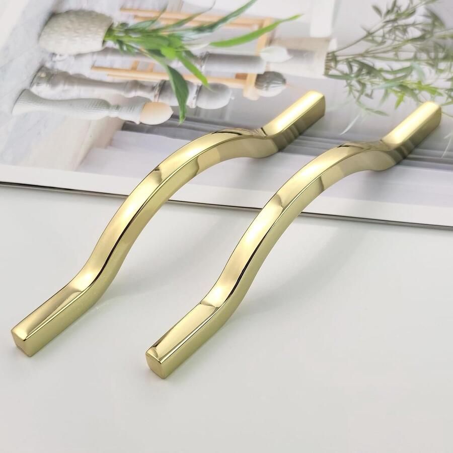 6 Stuks Kastgrepen Gouden Moderne Grepen Meubelgrepen 96mm en 128mm Gatafstand Deurgrepen Keuken Ladegrepen Vintage Handgrepen voor Keukenkasten Commode en Kast (Helder Goud Minimalistisch)
