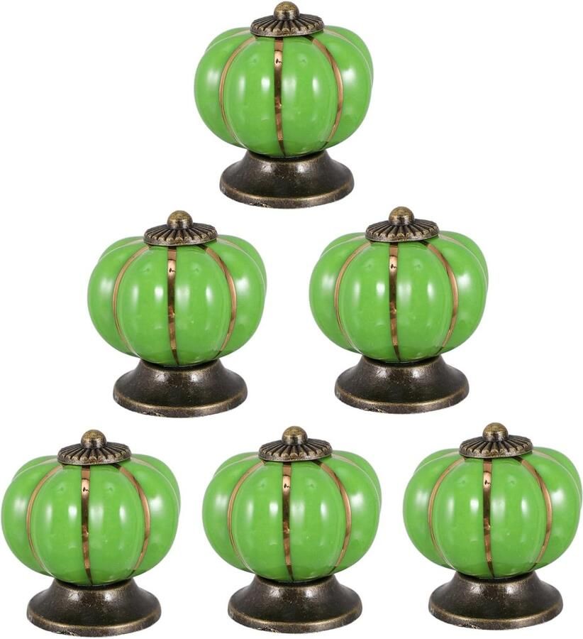 6 stuks Keramische Pompoen Knoppen 4×4 cm Creatief Design voor Meubels Kasten Duurzaam en Gemakkelijk te Monteren Moderne Witte en Gouden Dressoir Accessoires