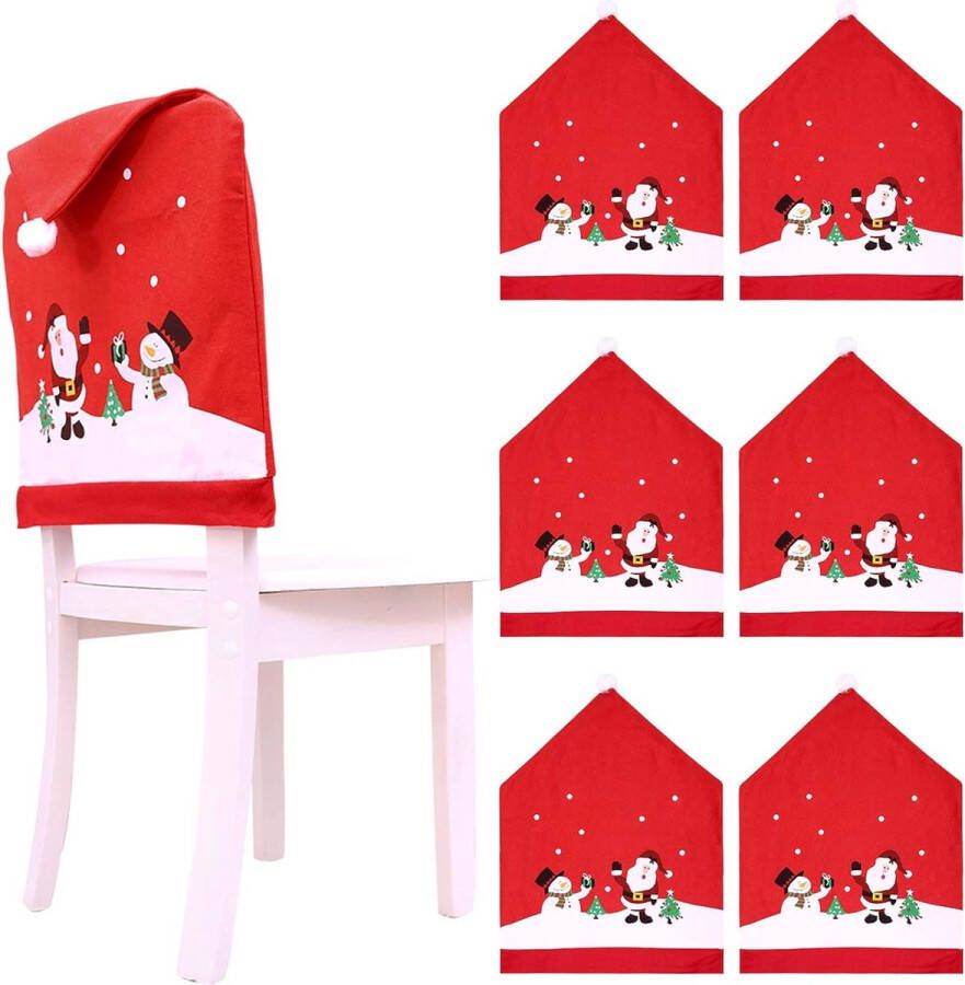 6 stuks kerststoelhoezen Kerstmis eetkamerstoelhoezen kerstmanpetten stoelhoezen Xams stoel back cover beschermer voor Kerstmis vakantie eetkamer hotel decoratie