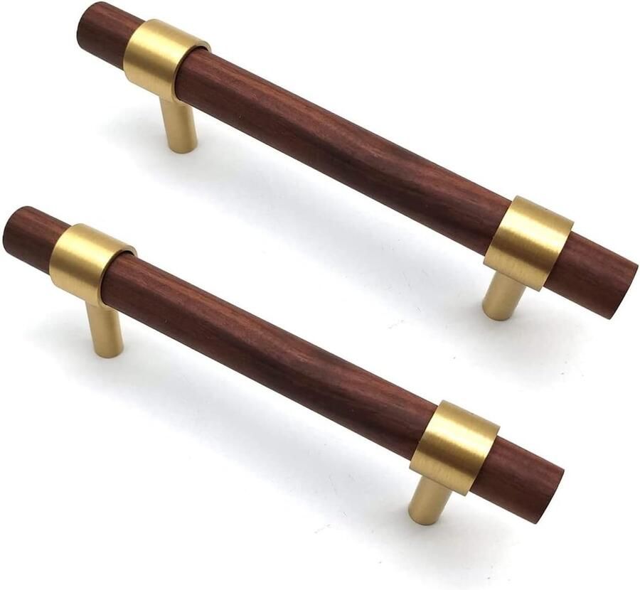6 stuks keukenkast handgrepen walnoot geschikt voor moderne keukens 96mm houten