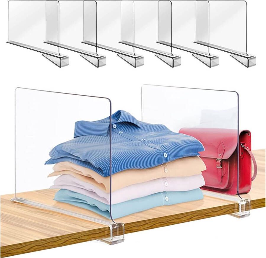 6 stuks kledingkast plankverdelers acryl plankverdeler zonder boren transparante plank perfect voor kledingorganizer en slaapkamer keukenkasten plank opslag en organisatie