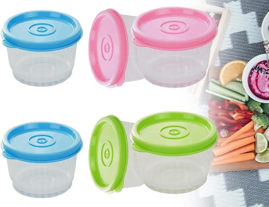 6 stuks kleine vriesdozen met deksels 160 ml drie kleuren