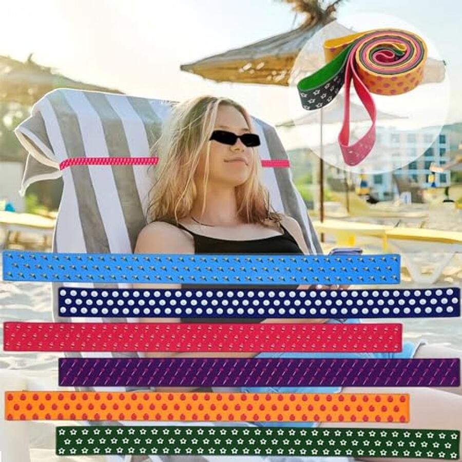 6 stuks kleurrijke handdoekclips voor strandstoelen winddichte en duurzame bandjes voor strand- en zwembadplezier