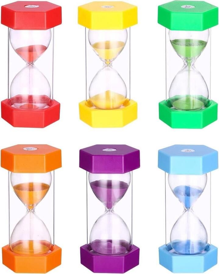 6 stuks kleurrijke zandloper timer 1 3 5 10 20 30 minuten kindertimer voor spelletjes klaslokaal keuken