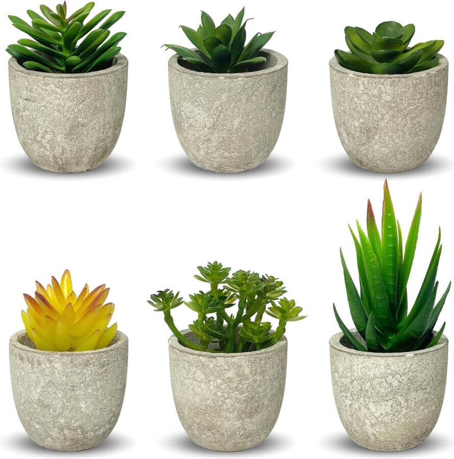6 stuks kunstplanten met potten decoratieve groene planten kunstvetplanten voor de decoratie van bureaus slaapkamers balkons en tuinen