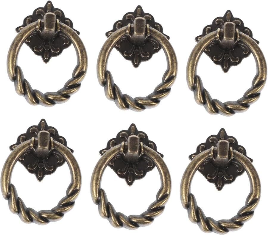 6 stuks Ladegrepen Handgrepen Keukengreep Handgreep meubelknoppen meubelgrepen Meubelgreep Deurgreep voor meubels kast deur meubelknop kledingkast Vintage Bronzen 2.9*4cm één gaten