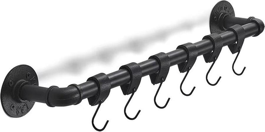 6 stuk(s) Leren S-haak hangers handdoekhaakjes Ophanghaken – kapstokhaak Zwart 12 5 x 2 5 cm – Zwart zilver – Leer