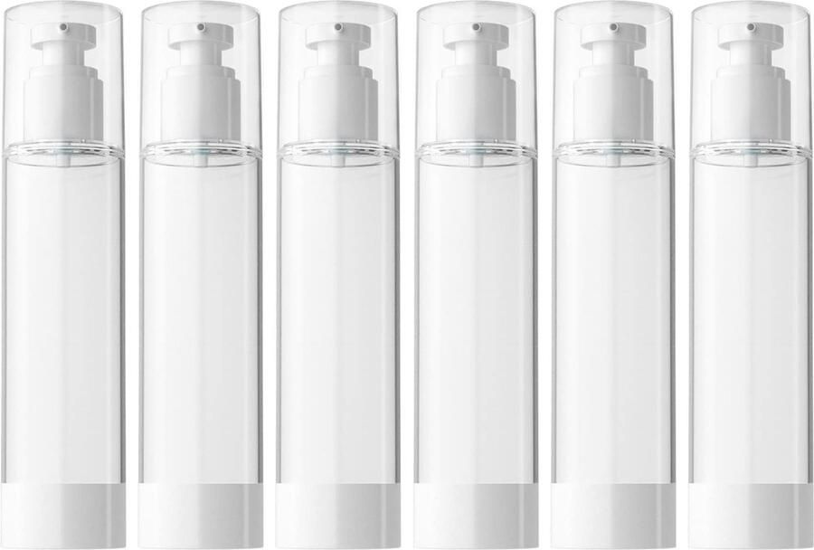 6 Stuks Luchtloze Pompflessen 100 ml Herbruikbare Reisflessen voor Cosmetica