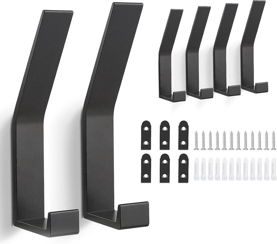 6 Stuks Mantelhaken Handdoekhouder Wandhouder Kledinghaken Modern Kapstok Kledinghaken Zwaar Gebruik Wandhaken Handdoekhaken Dubbele voor Badkamer Slaapkamer Deur Kast