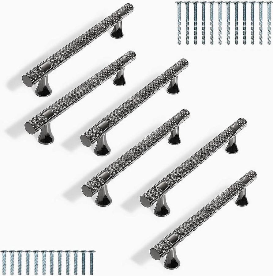 6 stuks Meubelgrepen Schwarz 128mm Moderne Keukengrepen Zinklegering Kledingkast Handvat Slaapkamer Ladekastgreep cabinet handle black