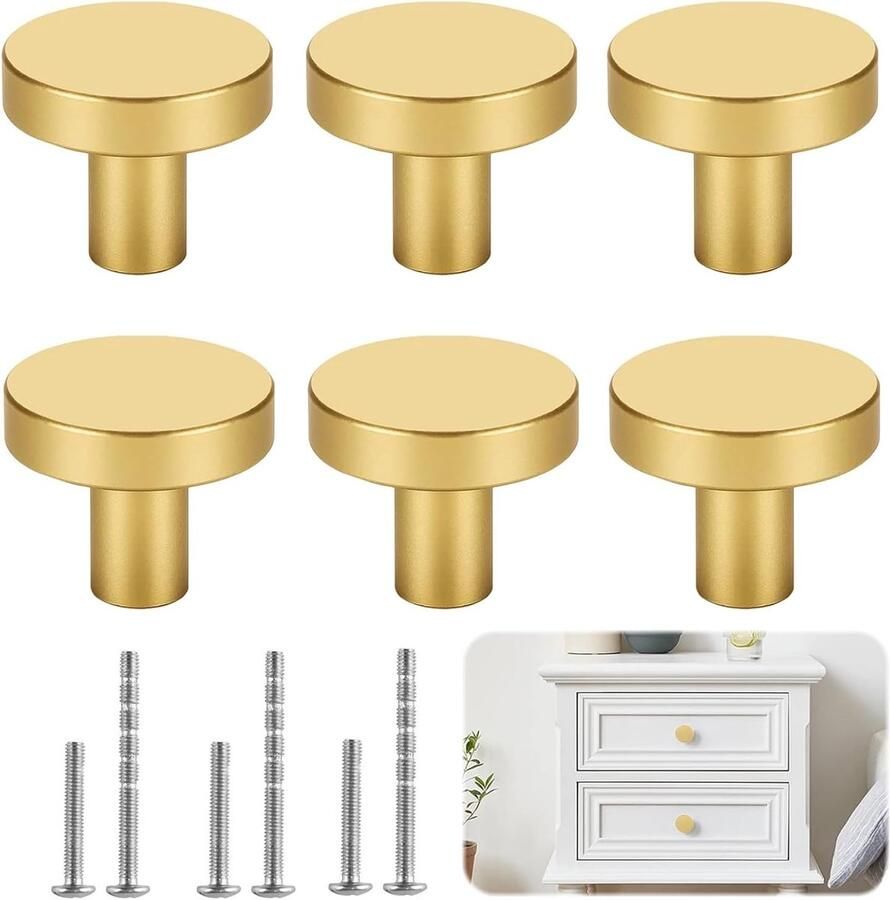6 Stuks Meubelknoppen Goud Kastknoppen Zwart Kast Knoppen Commode Ladeknop Meubelknop Knop voor Kast Handvat Geschikt voor Bureau Lade Kasten