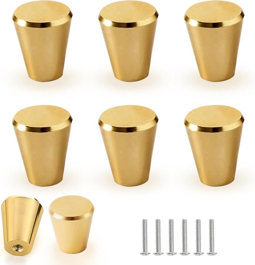 6 stuks meubelknoppen matzwarte ladeknop zwarte kastknop keukengrepen zwarte meubelgrepen roestvrij staal ladeknop commode deurgrepen keuken kastknoppen (6 goud)