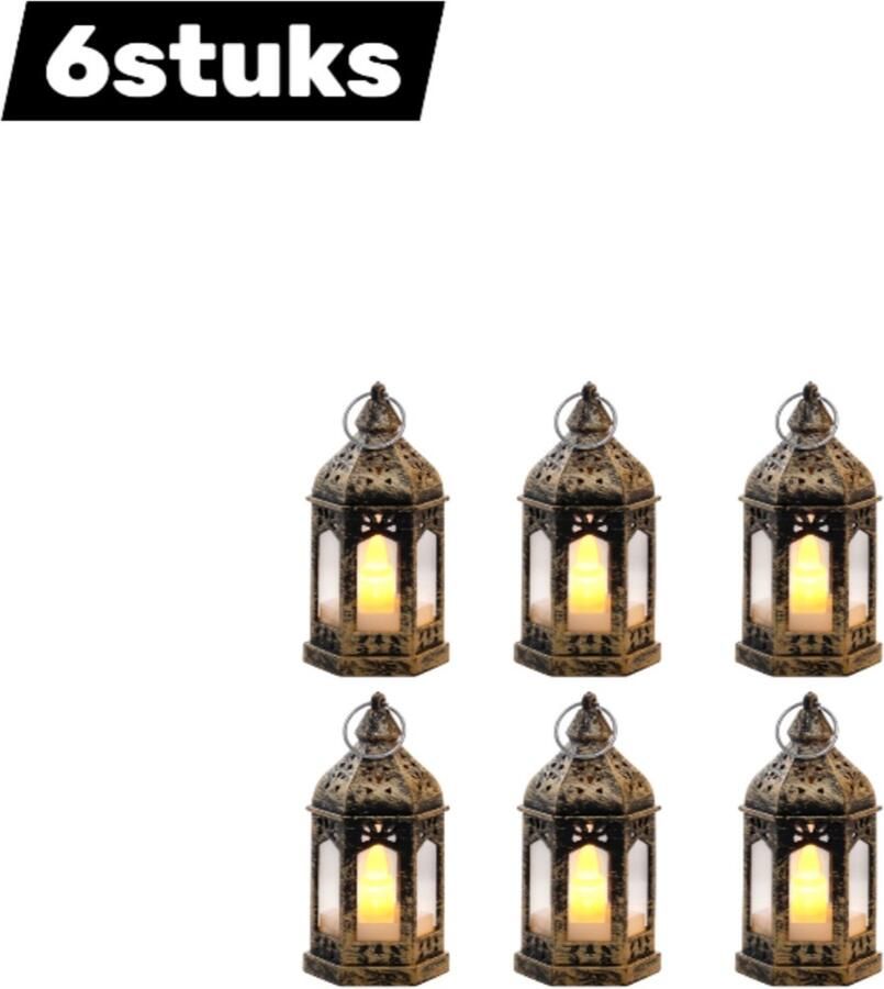 6 stuks Mini-lantaarns Halloween-versieringen Witte bruiloftsdecoraties Kerstmis Halloween-feestjes Sfeerverlichting voor op tafel Vintage decoraties Zwart en goud