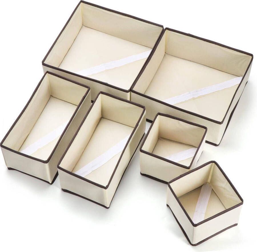 6 stuks opbergdozen kast lade-opbergsysteem kledingkast organizer opvouwbare opbergdoos stof kastorganizer voor sokken stropdassen kleding ondergoed (off-white)