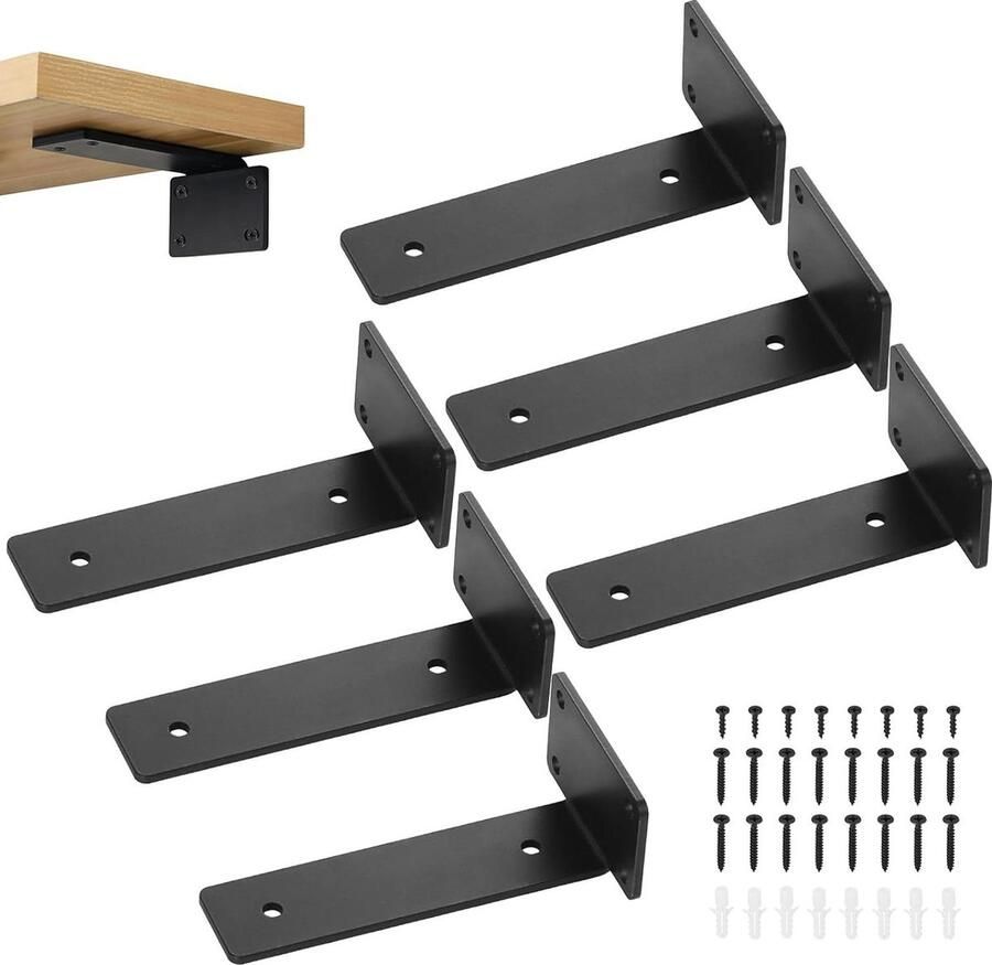 Voordeelset van 3 witte mini zwevende acryl wandplanken 23 x 9 cm draadgat slaapkamer kantoor wandrek - Foto 2