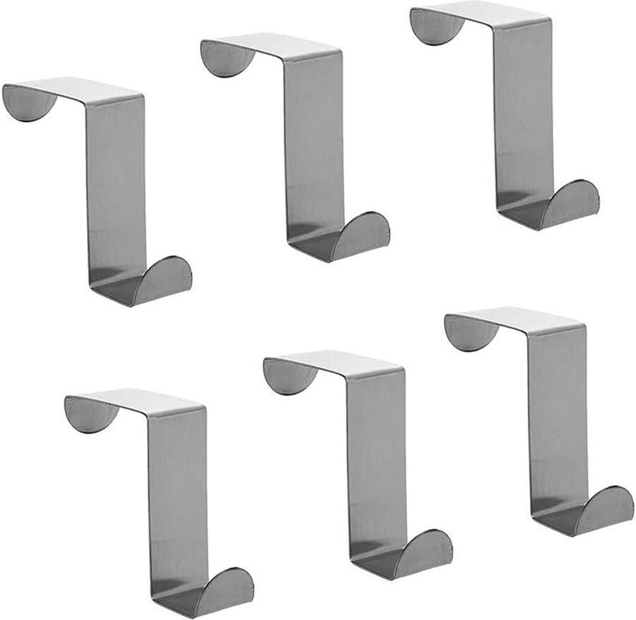 6 stuks Roestvrijstalen Deurhaken Z-vormig Kledinghaken voor Deuren Slaapkamer en Badkamer Kledingkast Organizer Jas en Handdoekhouder Tas- en Gewaadrek