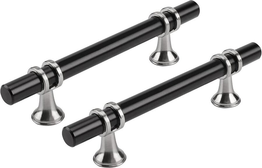 6 stuks roestvrijstalen keukenkast T-bar handgrepen zwart 96mm