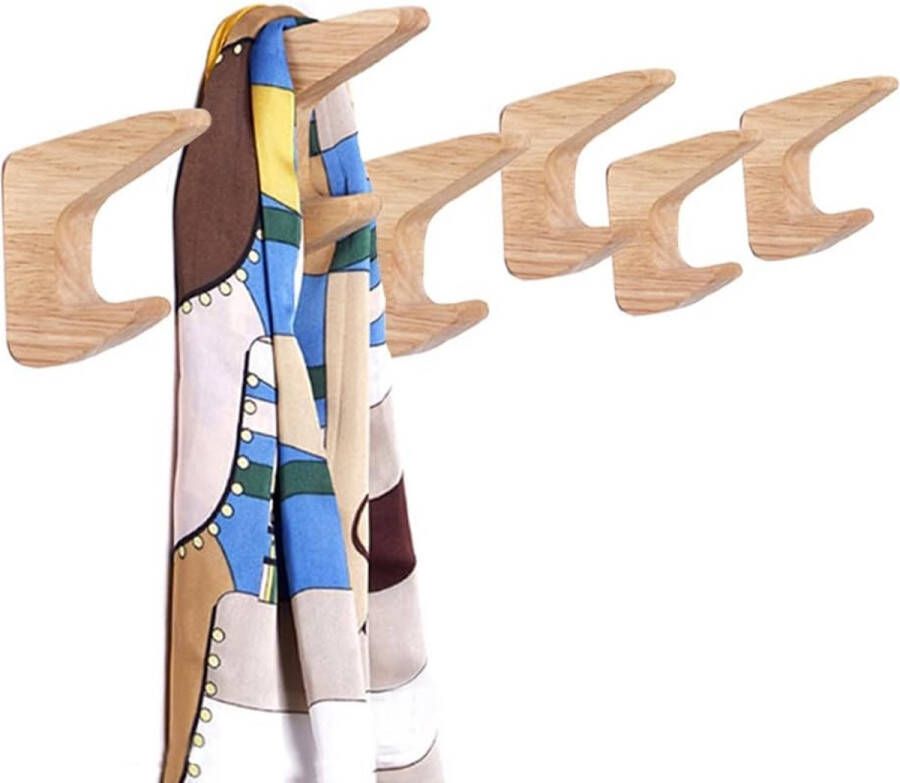6 stuks rubberen houten haken hoat haken kledinghaken wandophanging handdoekhaken driehoek houten wandhaken (doelpersonen 6haken)