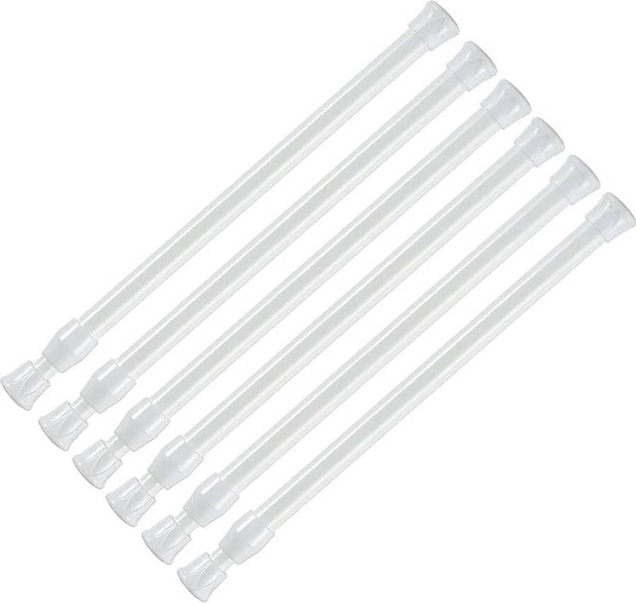 6 stuks spanstangen 18-28 cm zonder boorspanning paal voor gordijnen verstelbare witte veer uitschuifbare stang kledingrail voor kast kledingkast badkamer slaapkamer