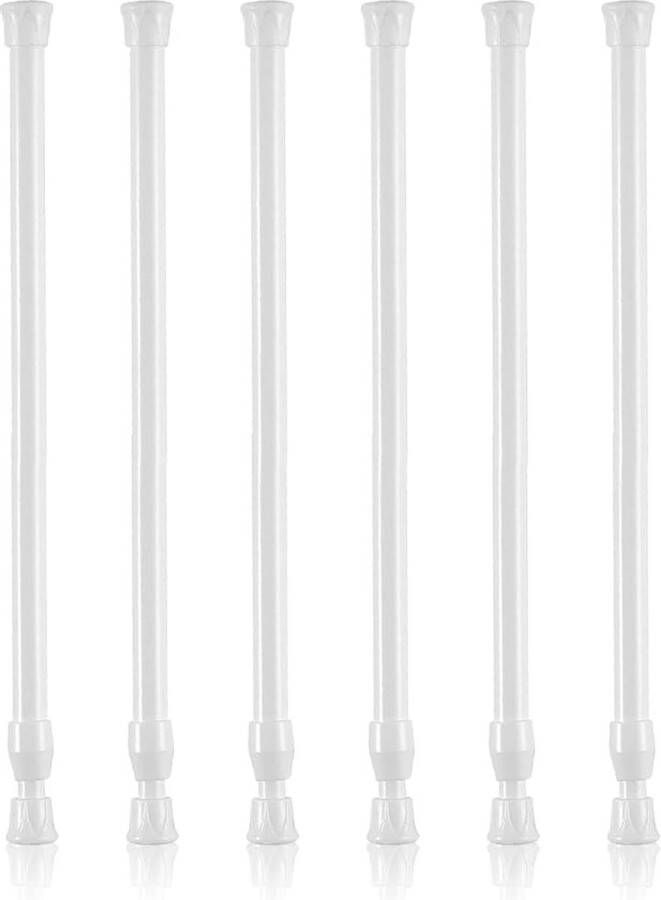 6 stuks spanstangen 40-70 cm zonder boorspanning paal voor gordijnen verstelbare witte veer uitschuifbare stang kledingrail voor kast kledingkast badkamer slaapkamer