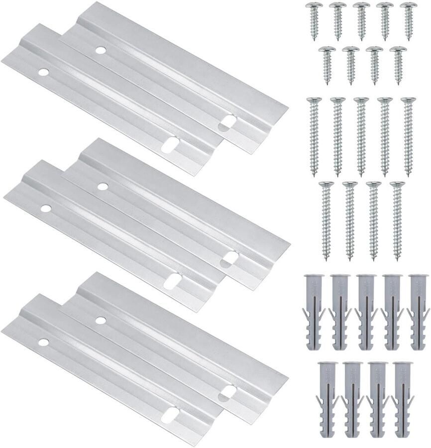 6 stuks spiegelbeugels voor aan de muur DEANKEJI Franse klamp Franse rail hardwarekit voor het ophangen van schilderijen spiegelbevestiging panelen planken hoofdborden kunstlijsten