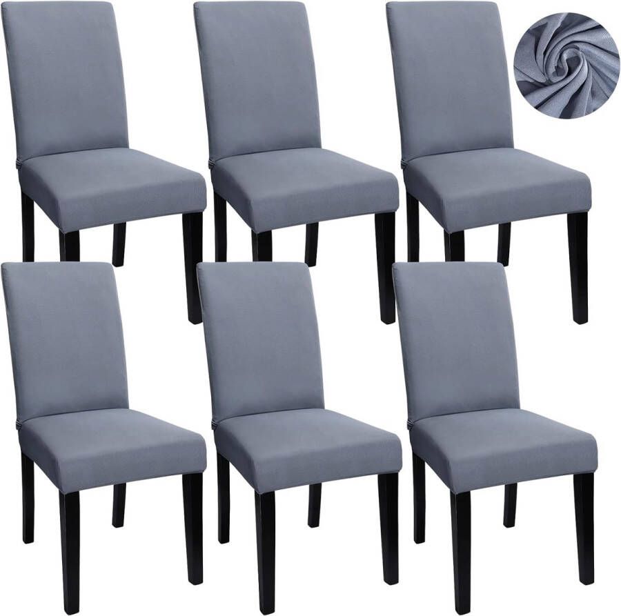6 stuks stoelhoezen stretch stoelhoes voor eetkamerstoelen afneembaar wasbaar stretch moderne elastische stoelhoes voor bruiloft feesten eetkamer hotel banket decoratie (grijs)