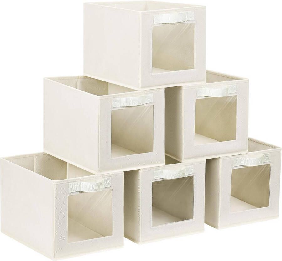 6 stuks stoffen opbergdozen opbergmand met transparant kijkvenster opvouwbare opbergbox met handvat kledingkast organizer voor kleding boeken speelgoed enz