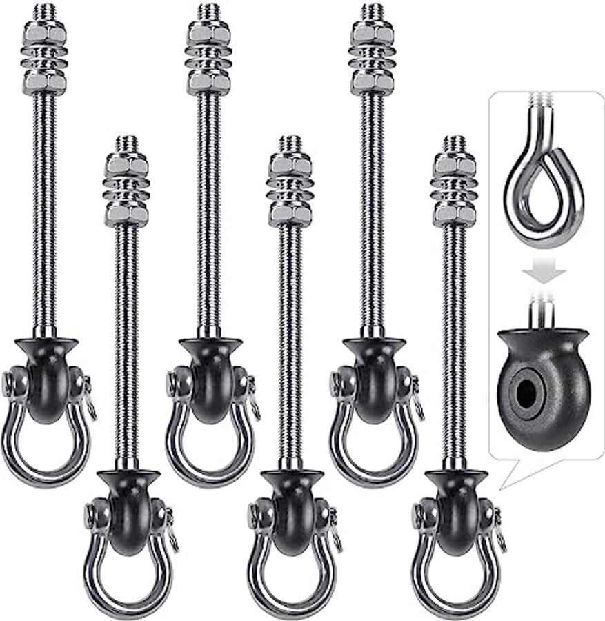 6 stuks Swing Hangertjes Heavy Duty Hangmat Haak voor Yoga en Bokszak 1500 lbs Capaciteit