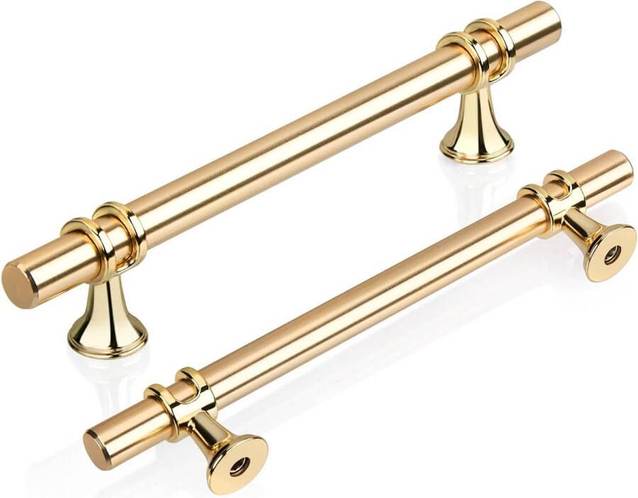 6 stuks T-meubelgrepen 128 mm keuken gouden deurgrepen voor keuken kastgrepen ladegrepen T-stanggreep keukengrepen kastgrepen zinklegering inclusief schroeven