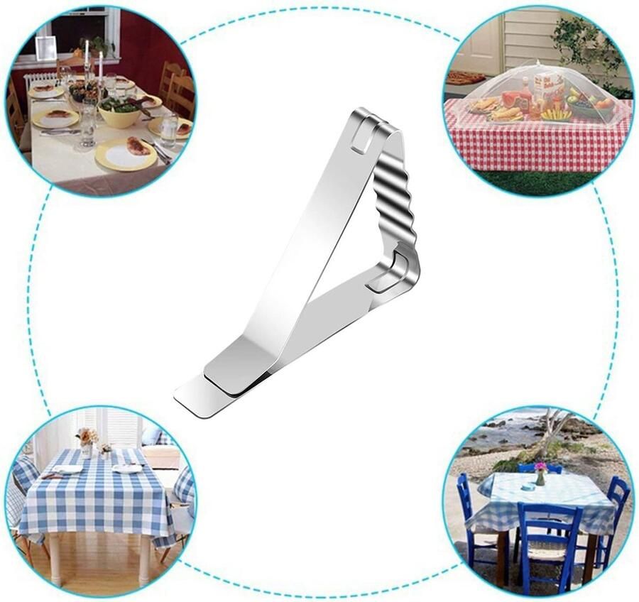 6 stuks tafelkleden tafelkledenklemmen roestvrij staal tafelklem zilverkleurig tafelklem voor restaurant feesten picknicks buffetten bruiloften diners scholen