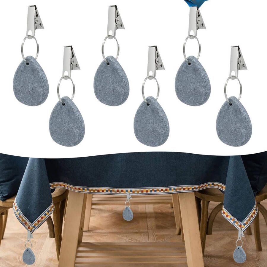6 stuks tafelkleedgewichten steen met clip tafelkleedgewichten met clip tafelkleedgewicht klemkracht voor familie camping bruiloft tuin