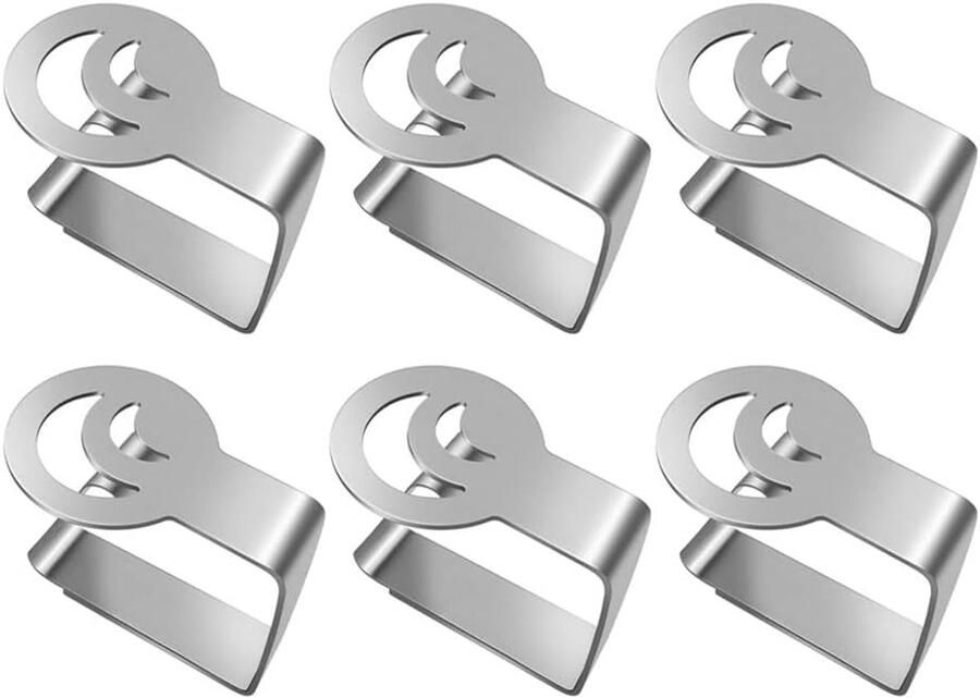 6 stuks Tafelklemmen Tafelkleedklemmen van roestvrij staal Tafelkleedklemmen voor buiten Vastmaken van tafelkleed Tafel accessoires Tafelzeilklemmen Zilver