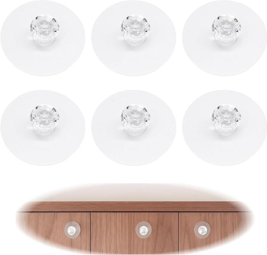 Allecto Premium Transparante sferische zelfklevende knoppen voor laden Set van 6 Acryl Zonder boren Ramen en keukenkasten Gemakkelijke handgreep en design