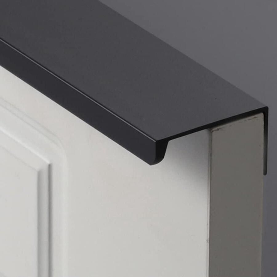6 stuks verborgen handvat aluminium onzichtbare handgreep- kast handvatde urgrepen keuken zwart- keukenkast handgrepen 64mm Zwart Gat midden 300mm - Foto 2