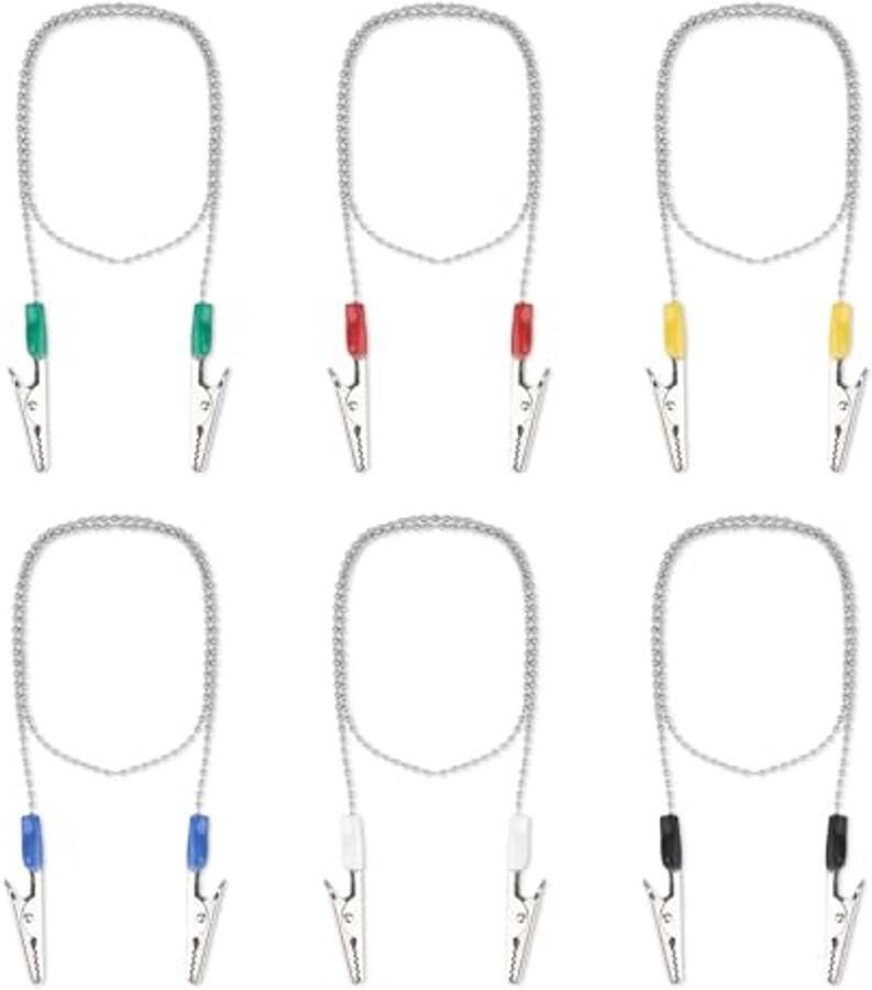 6 Stuks Verstelbare Tandarts-Servetklemmen met Ketting 58 cm Multifunctionele Servethouder voor Volwassenen en Kinderen