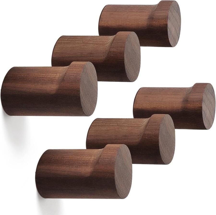 6 stuks Wandhaken Wandgemonteerde kapstokken Handgemaakte rustieke kapstokken Halmuurhanger Voor het ophangen van handdoeken kleding tassen Hout