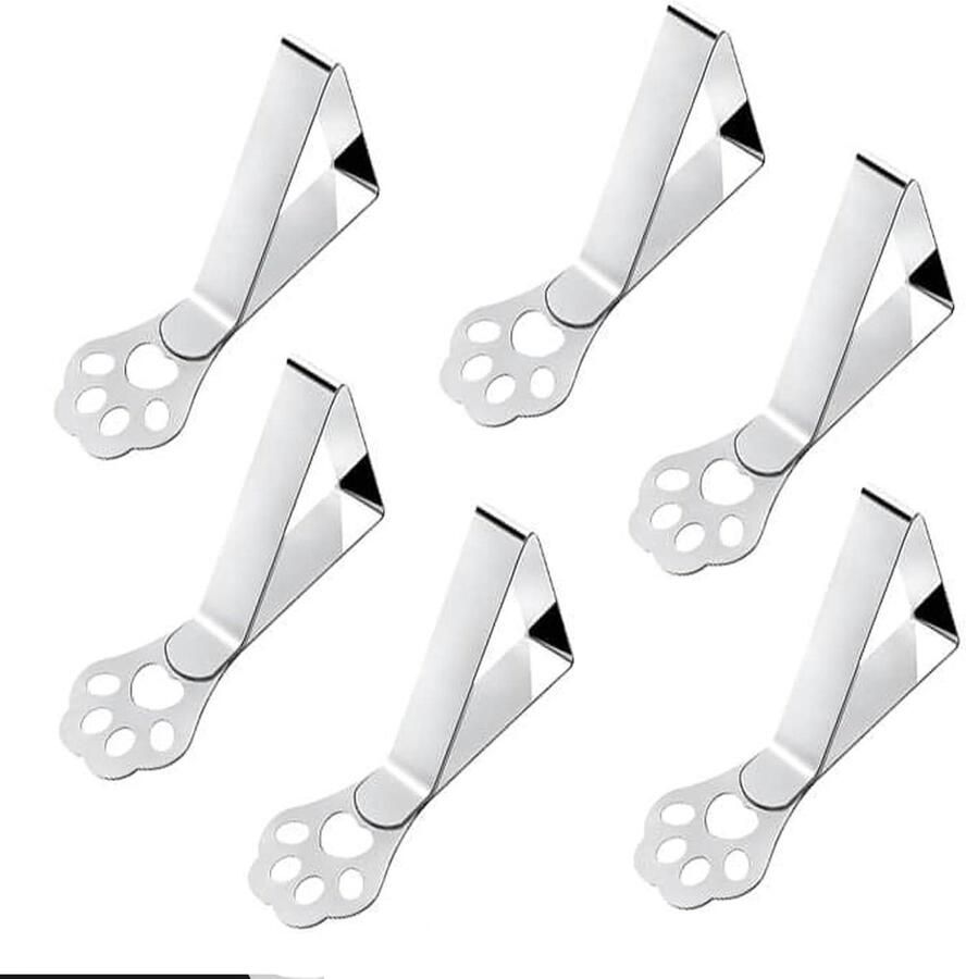 6 stuks weerbestendige roestvrijstalen kattenklauwen tafelafdekkingsklemmen voor tuintafel Set van 6 Ik hoop dat dit aansluit bij wat je zoekt. Zo niet laat het me weten!