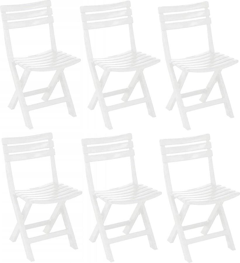 Merkloos 6 Stuks witte kunststof bijzet klapstoelen voor bruiloft of feest