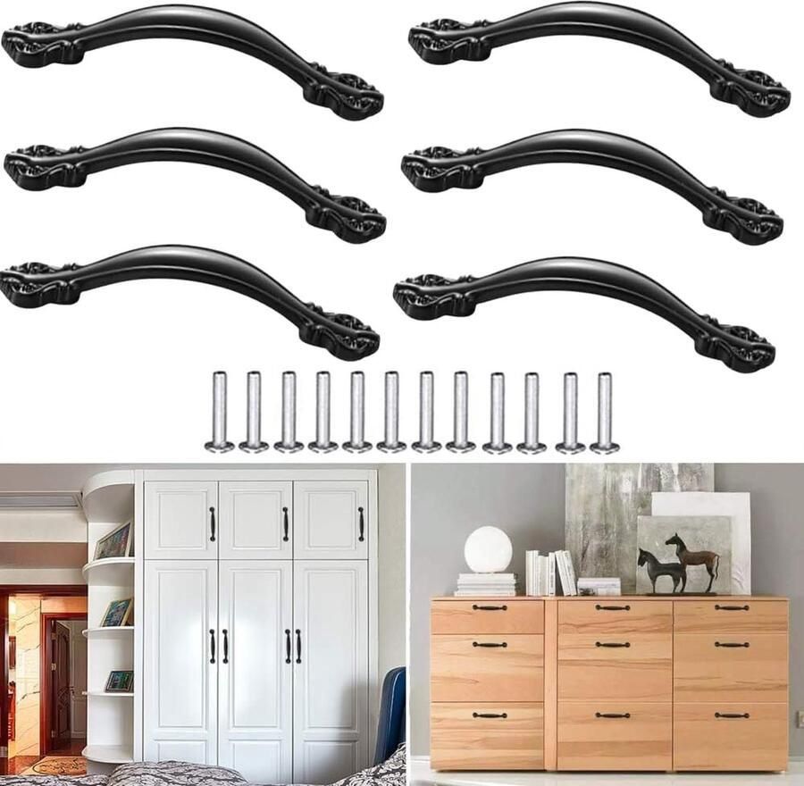 6 stuks zwarte kastgrepen ladegrepen kastdeurgrepen meubelgrepen keukengrepen Europese stijl kastgreep voor thuis meubels lade kast commode