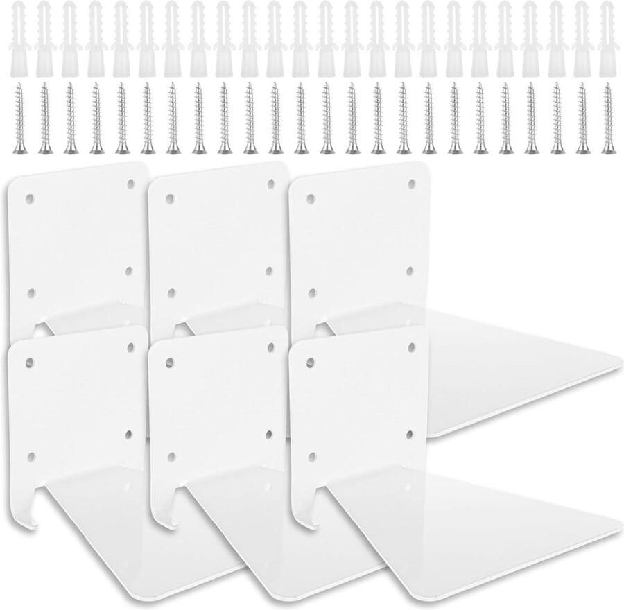 6 stuks zwevende boekenkast onzichtbare witte zwevende boekenkast ijzeren boekenkast voor thuis en kantoor klaslokaal bibliotheek