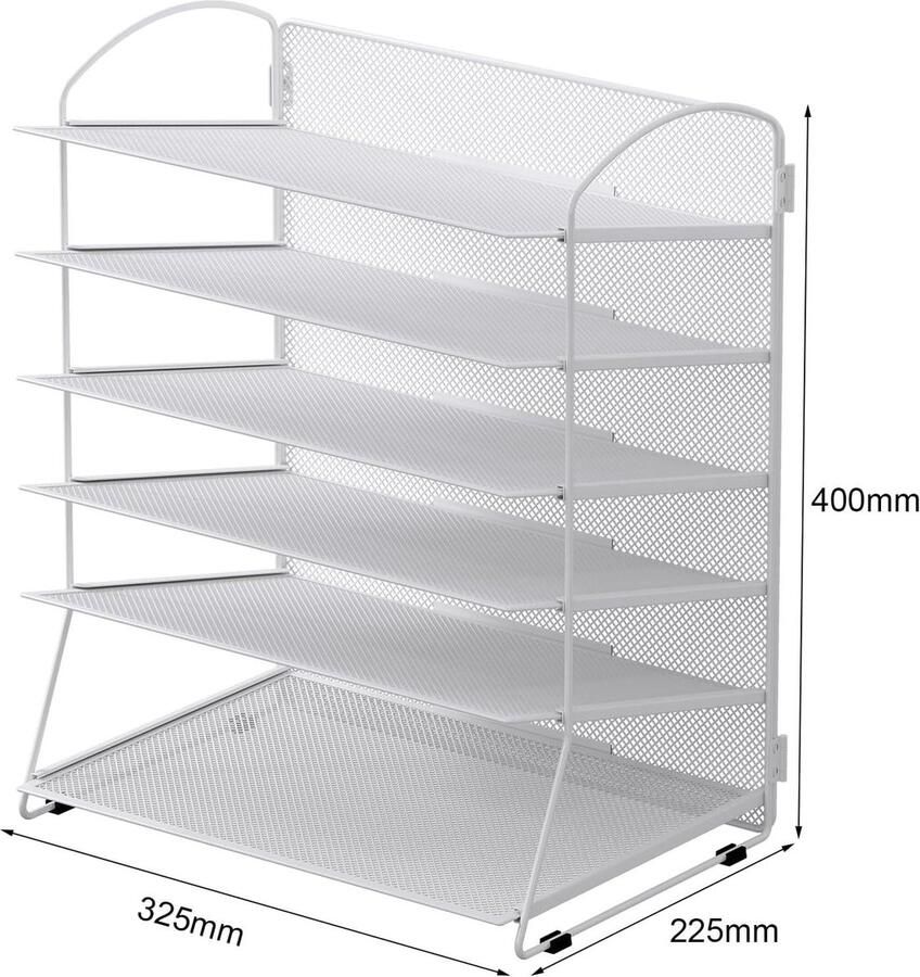 6 Tier Bureau Tidy Archieflade Kantoor Bestand Sorteerder Document Houder Papier Organizer Tijdschrift Opslag Rack Wit