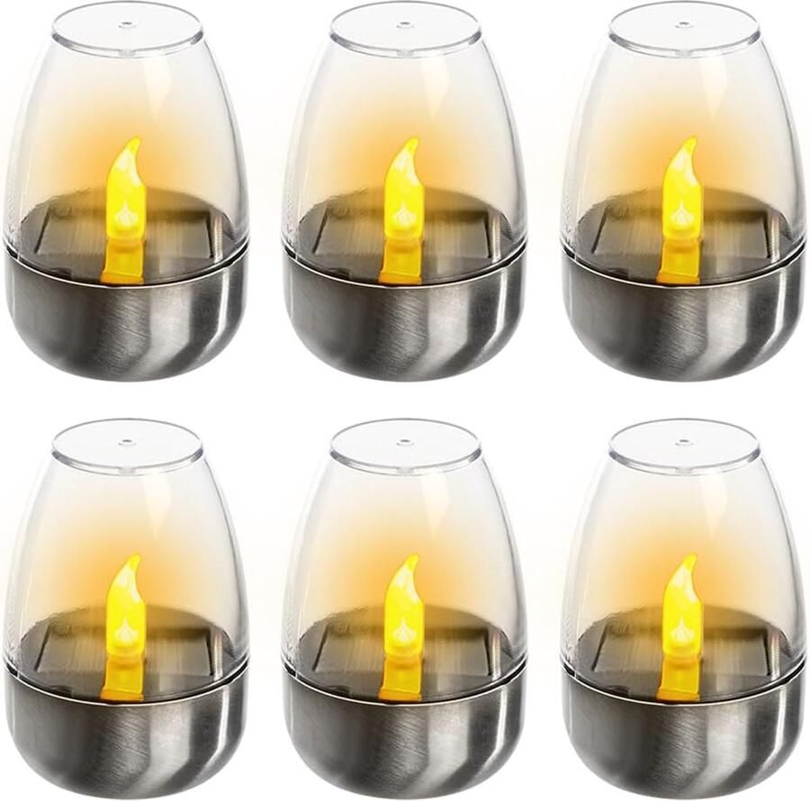 6 vlamloze LED-kaarsen 8 5 × 5 cm Waterdichte kaarsen Elektrische theelichtjes Solar tafellamp voor buiten Geschikt voor lantaarns tuinen campings terrassen verlichting en balkondecoraties